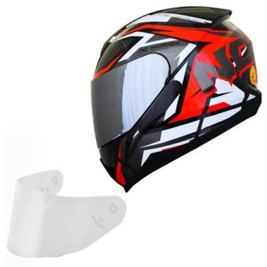 Imagem de Capacete Masculino Norisk Razor Sharp Vermelho Viseira Prata, PRETO VE
