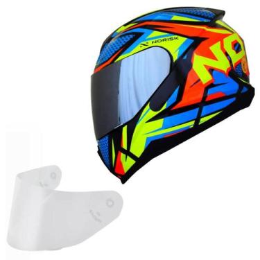 Imagem de Capacete Masculino Norisk Razor Sharp Moto Viseira Prata, PRETO AMAREL