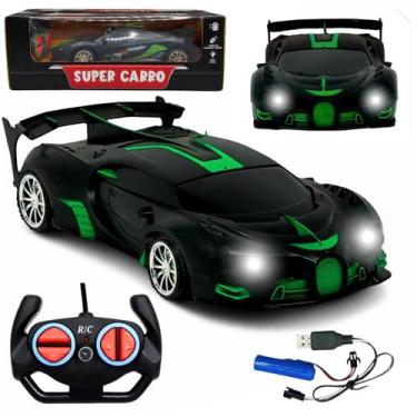 Imagem de Carro Controle Remoto Recarregavel Grande Preto Farol Led - Europio