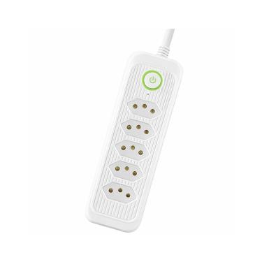 Imagem de Extensão Elétrica 5 Tomadas 3 Metros 220V 2200W com Botão Liga Desliga Branco Utibom