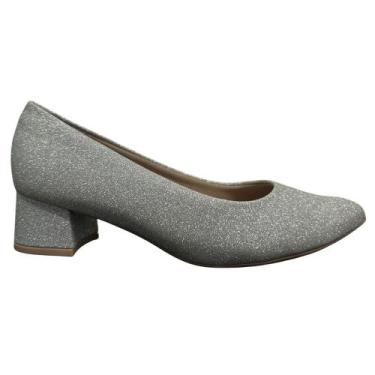 Imagem de Sapato piccadilly salto baixo ref: 739015 feminino, Prata, 35