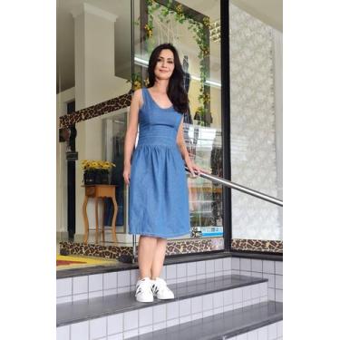 Imagem de Vestido jeans midi malu pretty girl 75% algodão e 25% tencel 21532-1, 