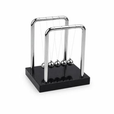Imagem de Pendulo De Newton Pequeno Com Base Preta de Madeira Enfeite Para Decor