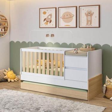 Imagem de Berço Cama Multifuncional Auri com 2 Gavetas e Cama Auxiliar Casatema 