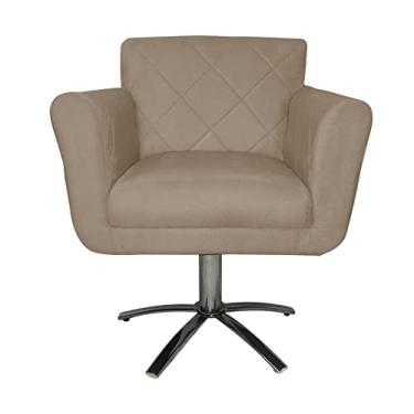 Imagem de Poltrona Decorativa Isabela em Tressê Pés Metal Giratório Suede Capuccino - DS Estofados