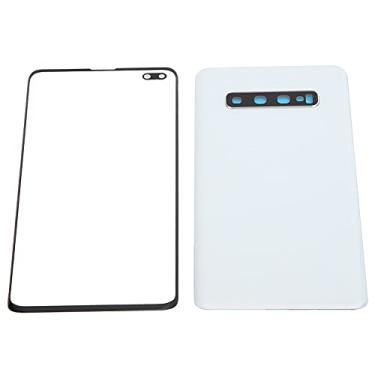 Imagem de Caixa traseira do telefone, substituição precisa da tela do orifício com cuidado Soldagem da tampa de vidro traseira do telefone Fácil Conveniente Alto desempenho para Samsung S10 + Plus(Branco)