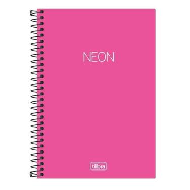 Imagem de Caderno Espiral Capa Plástica Sem Pauta 1/4 80 Folhas Neon Pink Tilibr