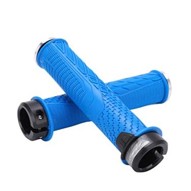 Imagem de Vbestlife 2 peças de manoplas de bicicleta de montanha, capa de guidão antiderrapante com trava de guidão de bicicleta leve para guidão com calibre de 22,2 mm/0,874 pol. (azul) bicicletas e peças de reposição
