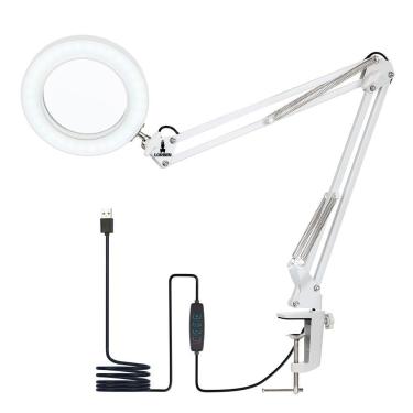 Imagem de Lupa Luminária 10X Articulável Led Ring Light Garra Base Lorben
