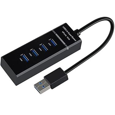 Imagem de AYECEHI Divisor de porta USB 3.0 Hub de dados USB de alta velocidade com 4 portas com indicador LED para laptop, PC, computador, HDD móvel, teclado, mouse e mais – Preto