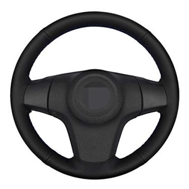 Imagem de TPHJRM Capa de volante de carro couro artificial preto costurado à mão, apto para Chevrolet Niva 2009-2017 (3 pontos) Opel Corsa (D)
