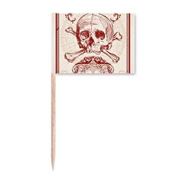 Imagem de Placa de pôquer com esqueleto de coroa vermelha para decoração de festa