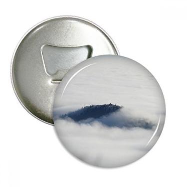 Imagem de Clouds Fog Sky Mountain Nature Forest abridor de garrafas ímã de geladeira emblema multifuncional