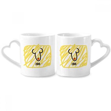 Imagem de UMMM morango vermelho engraçado desenho casal caneca porcelana conjunto de cerâmica amante copo coração alça