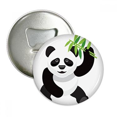 Imagem de Panda Chinês Bambu Padrão Arte Tradicional Abridor de Garrafas Imã de Geladeira Emblema Multifuncional