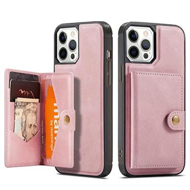 Imagem de Capa destacável com compartimento para cartão para iPhone 12 Pro Max 13 Mini 14 Plus 11 XR XS 7 8 Folio Couro Ímã Fecho Carteira Capa para telefone, carteira rosa, para iPhone XS