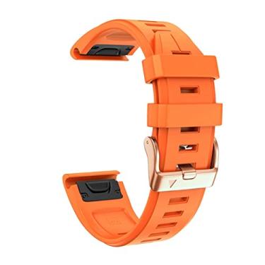 Imagem de HOUCY Pulseira de relógio de liberação rápida de silicone de 20 mm para Garmin Fenix 7S 6S Pro Watch Easyfit Pulseira para Fenix 5S 5S Plus Watch (Cor: Laranja, Tamanho: Fenix 7S)