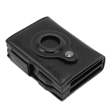 Imagem de VINGVO Clipe para carteira, porta-cartões de proteção com bloqueio de RFID, compartimento para cartão RFID, liga de alumínio e poliuretano antirroubo para pequenas mudanças (preto)