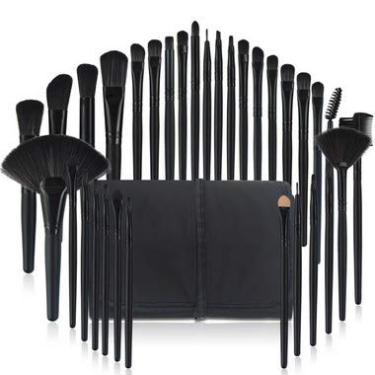 Imagem de Kit Pinceis Maquiagem Profissional 32 Peças com Estojo Organizador Preto 905-B Lorben
