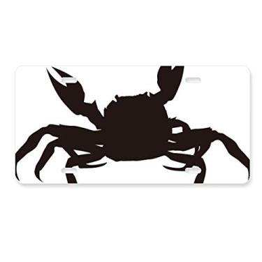 Imagem de DIYthinker Placa de licença de organismo marinho Illastrato de caranguejo preto decoração de carro acessório de aço inoxidável