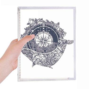 Imagem de Caderno com estampa de arte de estrelas e bússola, diário de folhas recarregáveis