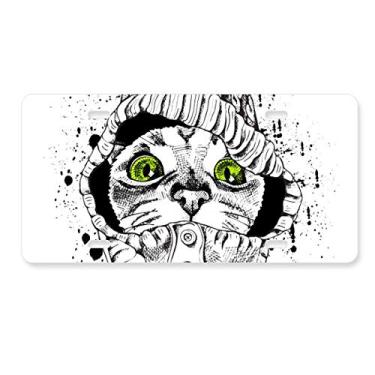 Imagem de DIYthinker Suéter branco cabeça de gato protege animais amantes de animais de estimação, placa de licença decoração de aço inoxidável