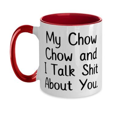 Imagem de Caneca My Chow Chow and I Talk Shit About You. Caneca Chow Chow em dois tons de 325 ml, cachorro chow motivacional, copo para amantes de animais de estimação