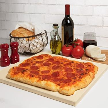 Imagem de CucinaPro Pedra de pizza para forno, churrasqueira - Pedra de cozimento retangular de cordierite extragrossa de 5/20.3 cm para melhor cozimento de férias - Forma de 40 cm x 35 cm - Mantém alta