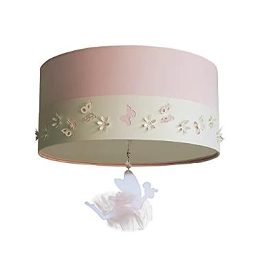 Imagem de Luminária Plafon Infantil Fadas Cúpula Rosa 30x15 2E27