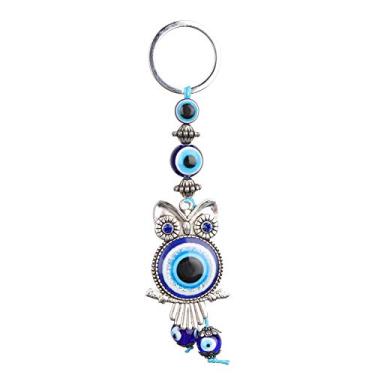 Imagem de Chaveiro Coruja AZUL,Charme De Carro Pendurado, Coruja Curadora De Olho Azul, Chaveiro Chave Para Pendurar Na Parede, Ornamento De Amuleto De Vidro Turco, Pingente De Amuleto, Presente De Bênção, Boa