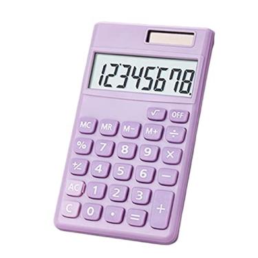 Imagem de Calculadora de mesa calculadora solar botão sensível calculadora eletrônica tamanho bolso calculadora aritmética portátil ferramenta financeira roxa