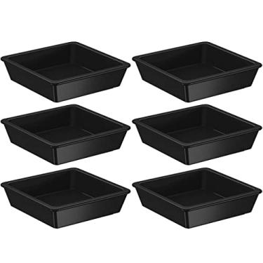 Imagem de Kit 6 Porta Shoyu 50ml Molheira Sushi Preta Pote Quadrado Nozoki Uno Coza Plástico