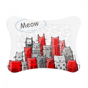 Imagem de Lindo desenho de gato mewing protege animal amante de animais de estimação, moldura de quebra-cabeça decoração de imagem ornamento de jogo