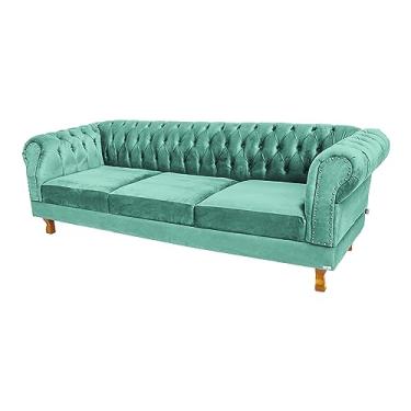 Imagem de Conjunto com 2 Sofás Chesterfield Duque 3 lugares 2M - Suede Acqua/sala de estar, recepção, barbearia