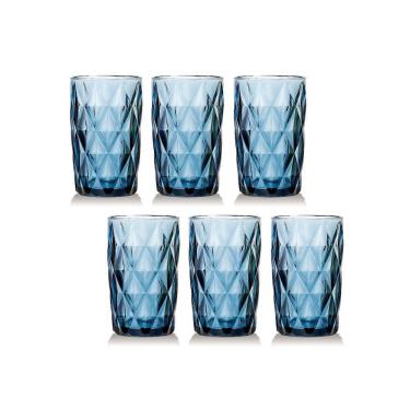 Imagem de Jogo de Copos Diamante Azul 350ML vidro Class Home