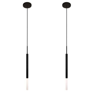 Imagem de Kit 2 Pendentes Luminária De Teto Tubo Difusor Balcão Preto