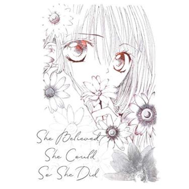 Imagem de she believed she could so she did sketchbook: Journal With Inspirational Quotes: 8.5 x 11, Japanese girl anime Cover, Unlined Notebook (Inspirational Journals) ,Vision board notebook