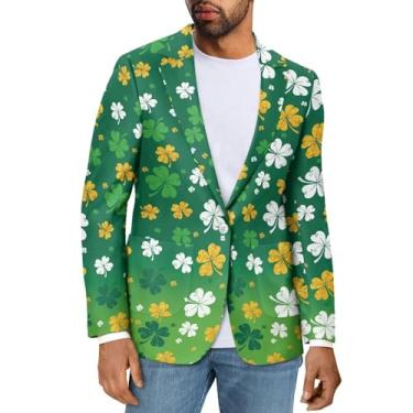 Imagem de Psesaysky Blazer masculino casual com bolsos, casaco esportivo de ajuste clássico e blazers com bolsos, jaquetas leves para homens, Folha verde, X-Large