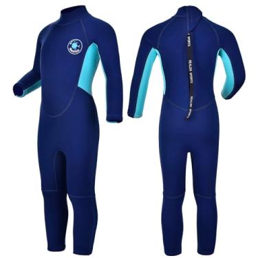 Imagem de REALON Roupa de mergulho infantil para meninas, meninos, crianças e jovens, 3 mm, neoprene, roupa de banho quente em água fria, maiô térmico, zíper nas costas, para natação, mergulho, jet ski, surfe