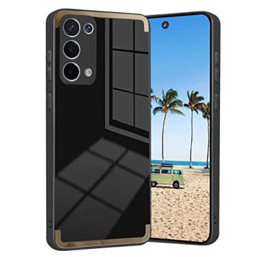 Imagem de Kainevy Capa para Oppo A74 4G para mulheres e homens à prova de choque branca Oppo A74 4G capa protetora para câmera fina com design PC TPU luxuoso (preto)
