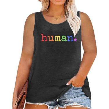 Imagem de Camiseta feminina plus size orgulho gay orgulho LGBT Camisetas Love Wins Lesbian Igualdade Arco-íris Gay Ally Tops sem mangas (2-5X), Cinza escuro - 007, 4G