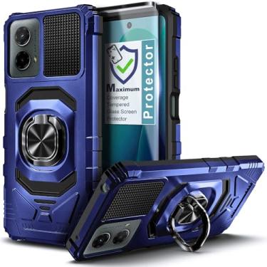 Imagem de WDHD Capa projetada para Motorola Moto G 5G 2024, proteção total à prova de choque [grau militar] capa para celular com protetor de tela de vidro temperado [cobertura máxima] azul