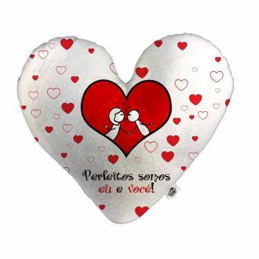 Imagem de Almofada Coração Pelúcia Perfeitos Somos Eu e Você Namorados Tamanho:P