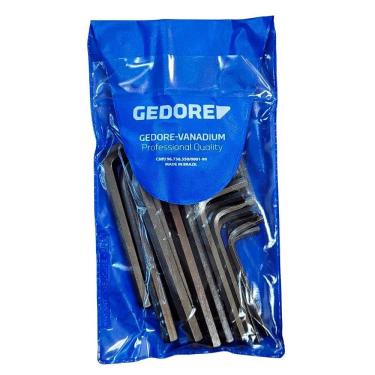 Imagem de Jogo de Chaves L Allen Hexagonais Curta 0,7 à 10mm e 1/16 à 3/8" 25 Peças - Gedore 012108