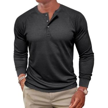 Imagem de Camiseta masculina slim fit de algodão manga curta/longa elástica casual elegante, Preto, GG