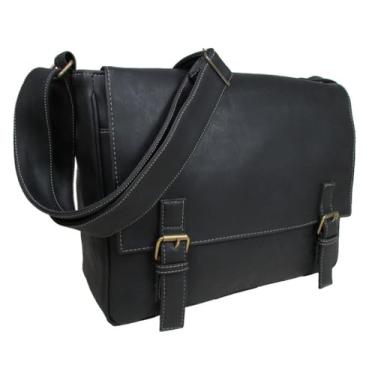 Imagem de Bolsa Pasta Transversal Notebook Em Sintético Escolar Trabalho Casual Masculino Feminino (Preto)