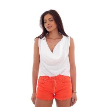 Imagem de SHORTS FEMININO BOYFRIEND COM CÓS E BARRA DESFIADA E CORDÃO-Feminino