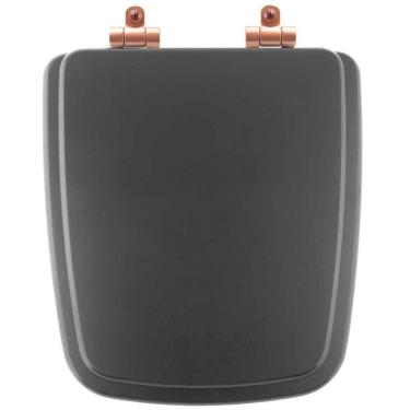 Imagem de Assento Sanitário Poliéster Soft Close Boss Onix (Preto Fosco) para Vaso Incepa com Ferragem Rose Gold