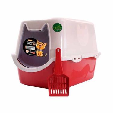 Imagem de Banheiro DuraPets Toalete Vermelho para Gatos