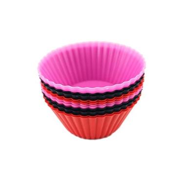 Imagem de Kit 12 Forminhas de Silicone Cupcake Coloridas Festas e Doces - Alianç
